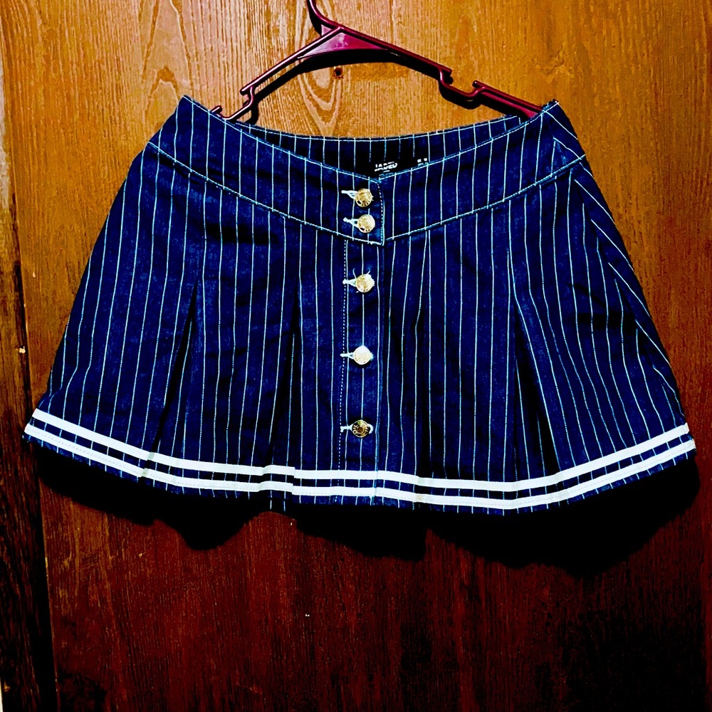 Jaded London pinstripe pleated button up cheerleader style miniskirt. NWOT